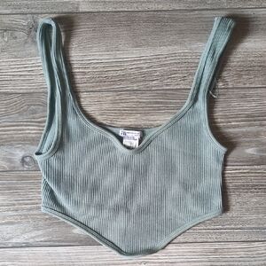 Zara Mint Green Ribbed Crop Top XS S